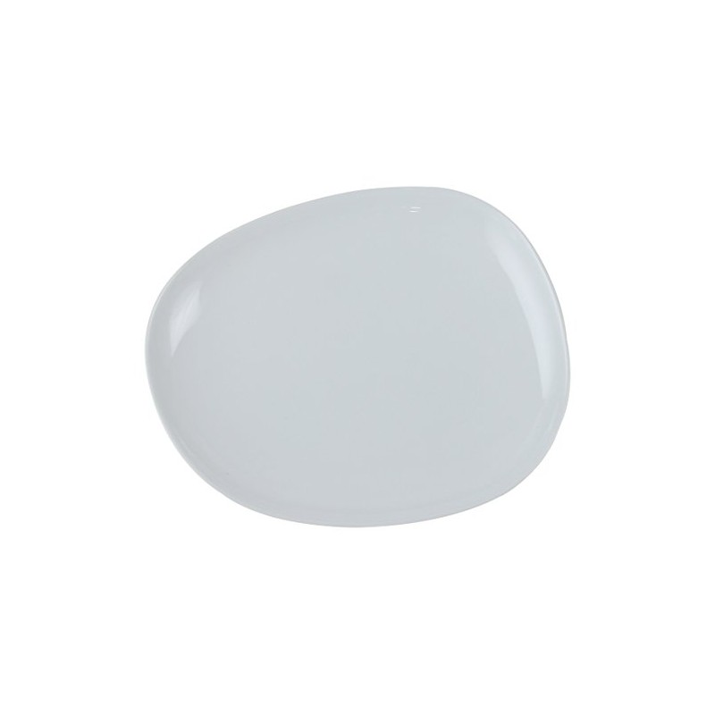 Hakusan Pottery Plate, M, White, Approx. 7.1 x 6.1 inches
