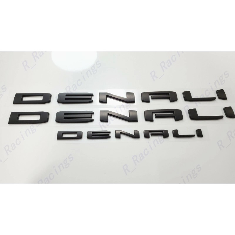 GMC 3pc Matte Black Door Rear DENALI Emblems Letters 2021-2023