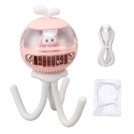 Baby Stroller Fan 4 Speed Quiet Rechargeable 120 Degree Rotatable Bug Repellent Flexible Clip On Fan with Night Light