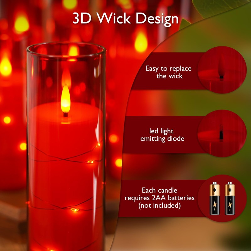 Raycare Flameless Candles with Embedded Star String, 9 Pcs Battery