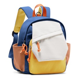 wassdins Toddler Backpack for Boys Girls, Kindergarten Kids Backpacks, Preschool Bookbag with Name Tag Pocket, Small Child Back Pack Daypack for Travel, Hiking Yellow Blue