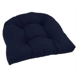 Blazing Needles Twill Rounded Back Chair Cushion, 19" x 19", Navy