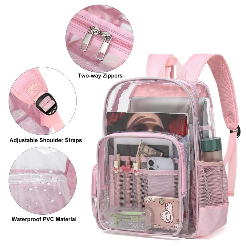 Mimfutu Heavy Duty Clear Backpack School Backpack, PVC Transparent Backpacks