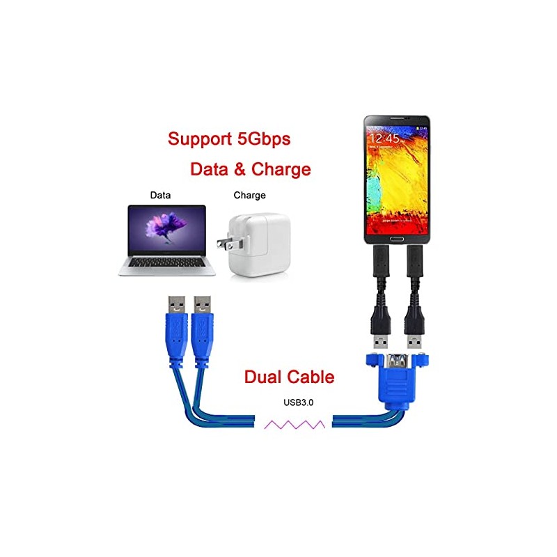 Cablecc Combo Dual USB 3.0 macho a hembra apilable 50