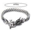 COOLSTEELANDBEYOND Mens Biker Stainless Steel Dragon Curb Chain Bracelet Toggle