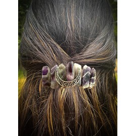 Hair Clip Sticks for Long Hair Stick Slide Irish Hair Accessories (Amethyst Clip)