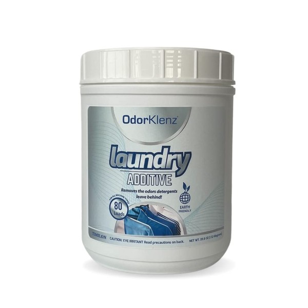 OdorKlenz Laundry Additive Odor Neutralizer, Powder 80 Loads | Laundry Odor Eliminator for Strong Odor | Smoke Odor, Chemical Odors, Pet Odors & New Clothes Smell | Unscented and Non-Toxic