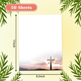 Ceiba Tree 50 Sheets Religious Stationery Paper Easter Printable Writing Letter Paper Christian Letterhead Sheets for Communion Wedding Office Invitation Baptism 8.5 x 11 Inch