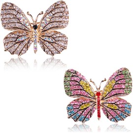 EAVUYIS Pack of 2 Brooch, Retro Butterfly Brooch Rhinestone Brooch Women's Scarf