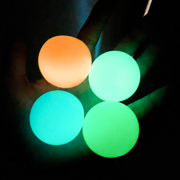 Glow in The Dark Ceiling Balls,Stress Balls for Adults and Kids,Glow Sticks Balls,Squishy Toys for Kids,Figit Toys,Sensory Toys,Stress Toys,Gifts for Adults and Kids(4Pcs)
