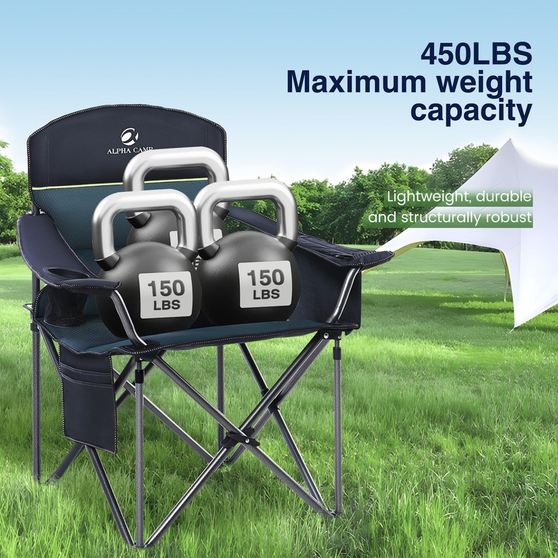 HIGH POINT SPORTS Camping Folding Chair, Heavy Duty Oversized Portable