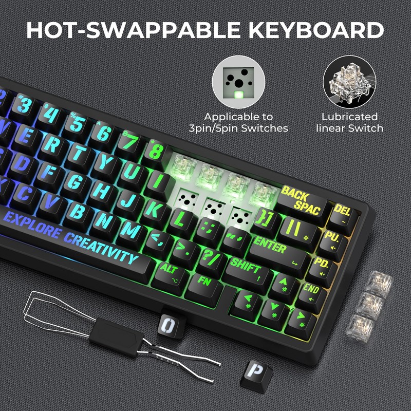 x XVX M67 Wireless 60% Percent Keyboard, QMK/VIA Topographic Gaming