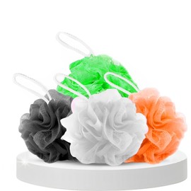 4 Pack Shower Puff Loofah Bath Sponge - Ultra Soft Mesh Body Scrubber & Exfoliating Shower Sponge Set for Women, Men & Kids | Body Loofahs for Refreshing, Luxurious Shower (4 Mixed Colors) - AXXTAN