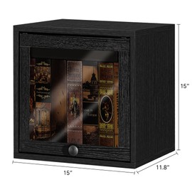 FUSUNBAO Magic DIY Cube Storage Organizer Stackable Cubes for Home Books Clothes Toy-Modular Cubby Storage System-Office Cubical-Bookcase Closet(Black, Glass Door Cube)