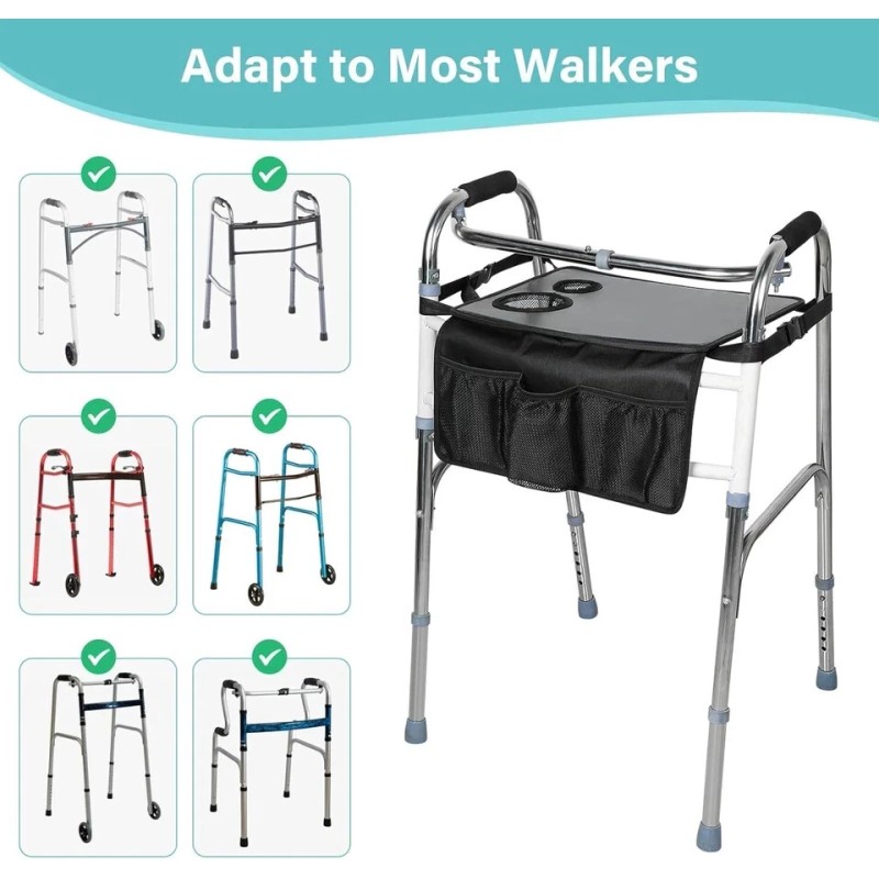 No Brand Walker Tray for Seniors Elderly Disability Folding Rolling