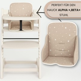 Seat Reducer for High Chair Baby Seat Cushion Chair – Children's Seat Cover for Hauck and Stokke High Chair Cover for Children's Chair Baby Chair and High Chairs Beige with White Stars
