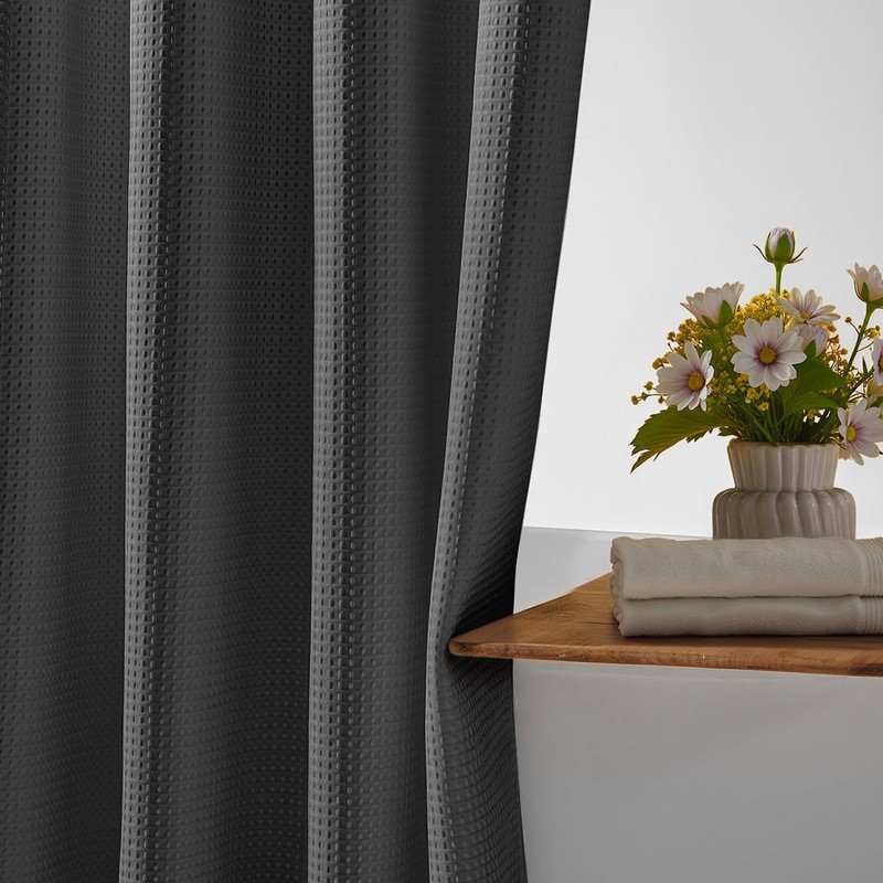 River Dream Heavyweight No Hooks Required Dotted Waffle Weave Shower