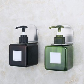 2pcs Wall Mounted Hand Holder Hanging Rack Shampoo Shelf Kitchen Bathroom Hole Pump Bottle Dispenser Holder Shower Soap Lotion More