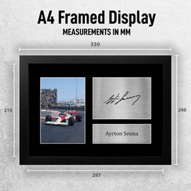 HWC Trading FR A4 Ayrton Senna Formula 1 Gifts Printed Signed Autograph Picture for F1 Formula 1 Racing Fans - A4 Framed