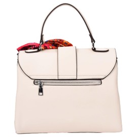 Womens Faux Leather Handbag Satchel Shoulder Bag Harper (White)