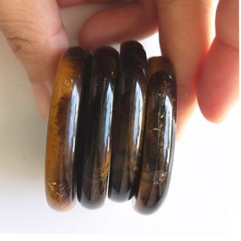 Lovionus89 Set of 4 Tiger's Eye Engraved Chakra Stones Healing Crystal Reiki Balancing Palm Tree Stone, 45 mm