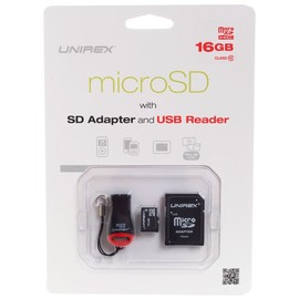16GB Connect All Devices Adapter Kit - Keychain Compatible - Micro SD Memory Card, USB Reader & SD Card Adapter - Use with Tablet, Computer, Laptop, Camera, Switch and Cell Phone - Class 10