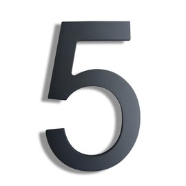 BetLight 8 Inch High Modern House Numbers - Floating Stainless Steel Home Address Number, Easy to Install, Black Finished/Number 5