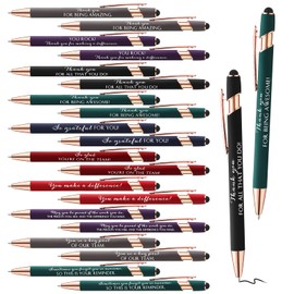 Inspirational Pens Thank You Gifts Black Ink Pens Motivational Quote Screen Touch Pens Employee Appreciation Gifts Ballpoint Pens for Back to School Gift for Teacher Coworker Team(30 Pcs)