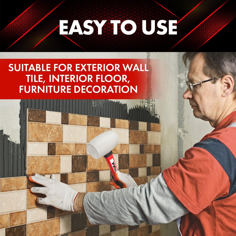 YIYITOOLS Rubber Hammer, 16oz rubber mallet With fiberglass Handle,white