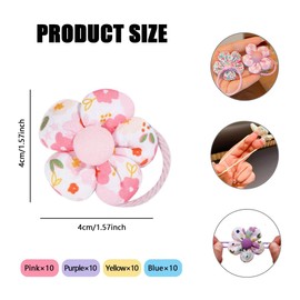 40Pcs Flower Hair Ties,Cute Elastic Ponytails No-Damage Toddler Hair Accessories Girls Tie Flowers for Toddlers And Little Girls(Pink, Purple, Yellow,Blue)