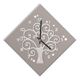 Mareli Wall Clock, Printed matt laminated paper, Tree of Life Grey, 42x42