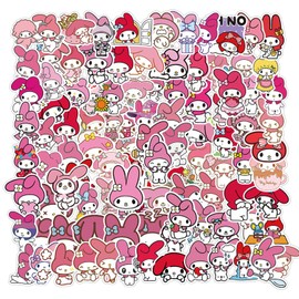 YUYIYULE 100pcs My Melody Stickers Aesthetic Waterproof Stickers Luggage Skateboard Water Bottle Stickers Decal Bicycle Bumper Snowboard Decorate Gift.