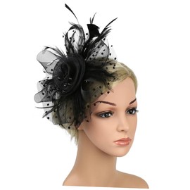 OHPHCALL Stylish Black Gauze Feather Headdress Sturdy and Comfortable Hair Band Bridal Photo Prop and Party Accessory