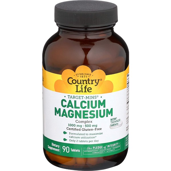 Country Life Target Mins Calcium-Magnesium Complex 1000 Mg-500 Mg Per 2 Tablets), 90-Count