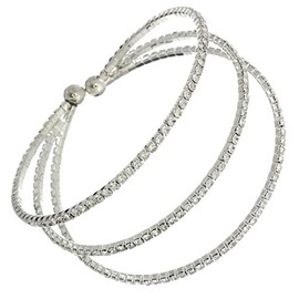 Rosemarie Collections Rhinestone Style Silver Color Triple Cuff Bracelet (Silver Tone)