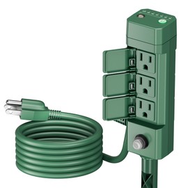 BN-LINK Outdoor Power Strip Yard Stake Timer, Photocell Dusk Till Dawn 6 Grounded Outlets 6 ft Cord Weatherproof for Christmas Lights, 1875W/15A ETL Listed