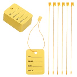 MECCANIXITY Price Tags Hang Tag Writable Labels Display Label, 2 x 1.4 Inch Yellow Tagging for Clothing Homemade Pricing with Nylon String 250 Pcs
