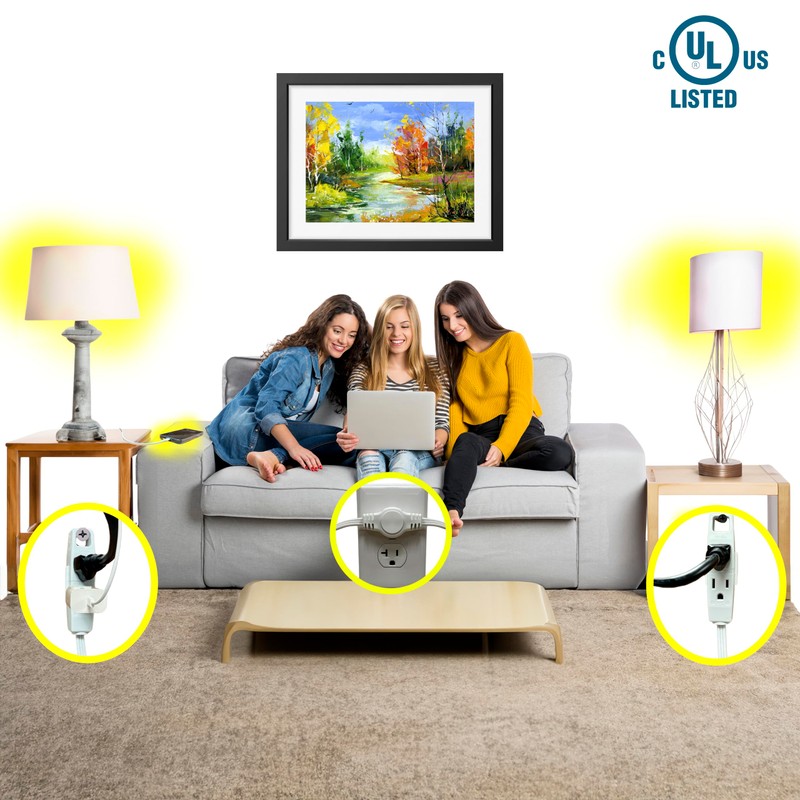 W4W Twin Extension Cord Power Strip - 3 Prong -