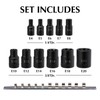 EMENTOL 11PCS E-Torx Socket Set with Rail, CR-V, 1/4" and