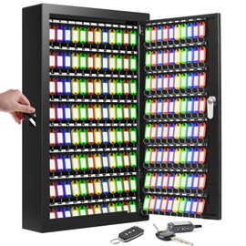 Nebakne 200 Keys Key Cabinet, Anti-Theft Key Lock Box with Key Tags, Adjustable Key Organizer Wall Safe for Car Office House Garage Rental Business