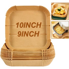 BYKITCHEN Large Air Fryer Liners, 10 Inch Square Air Fryer Liners, XL Airfryer Parchment Paper, Compatible with Corsori, Power XL, Gourmia Airfryer and More (Set of 50)