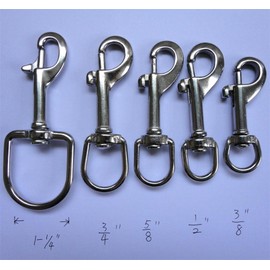JY-MARINE Stainless Steel 316 Swivel Eye Bolt Snap Hook-Choose Size 3/8"to 1-1/4" (1/2")