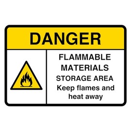 Safety First Display LTD Danger Flammable materials sign - 1.2mm Rigid plastic for indoor/outdoor usage (200mm x 150mm) Viewing Distance within 5m.