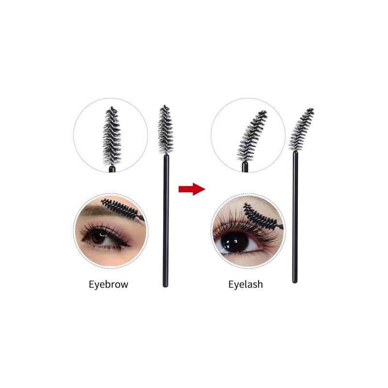 Set de 50 Cepillo Para Pestañas,Cepillo Cejas Negro,Desechables Cepillos Pestañas