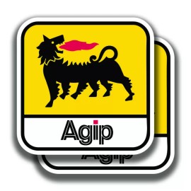 The Decal And Sticker Mafia AGIP RACING OIL DECALs 2 Stickers Bogo Vintage Car Window Bumper Truck - 3"W x 3"H