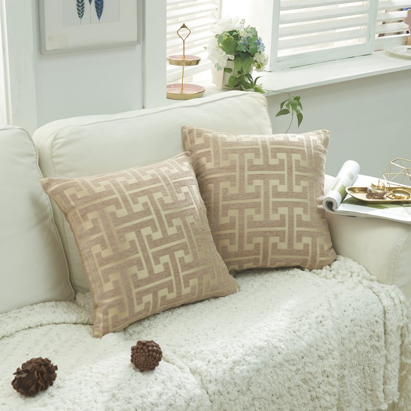 YunJeude Cushion Cover Chenille Fabric Geometric Pattern Monogram Pattern Stylish