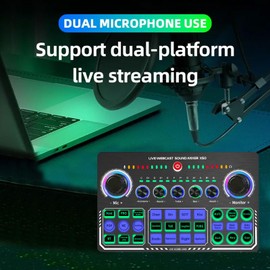 AnnuoYi Professional Audio Mixer,Sound Card Mixer,X50 Portable Audio Mixer With DJ Mixer Effects And Voice Changer For Singing/PC Video Chat/Live Streaming/Broadcast/Karaoke