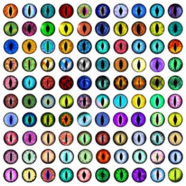 Bcxfbxd 200Pcs 10mm Dragon Eyes Glass Mixed Style Flatback Dome Cat Eyes for Clay Doll Jewelry Making Craft DIY