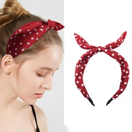 Red Polka Dot Headband Hair Accessories for Women Bow Knotted Hair Bands Hairband for Women Vintage Wide Headbands for Women Fashion Bowknot Hair Hoops Head Band for Women Makeup Headband for Girls