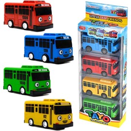 Toy Bus, 4PCS Mini Coach Model Pull Back Cars Bus Car Toys Alloy Diecast Pull Back Bus Toy Vehicles Mini Pull-Back Vehicles Set Friction Powered City Play Vehicle Toy Set Kids Gifts for Boys, Girls